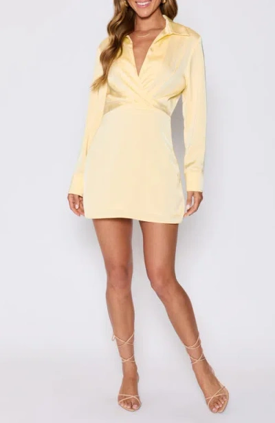 Vici Collection Booked And Busy Collared Long Sleeve Shirtdress In Yellow