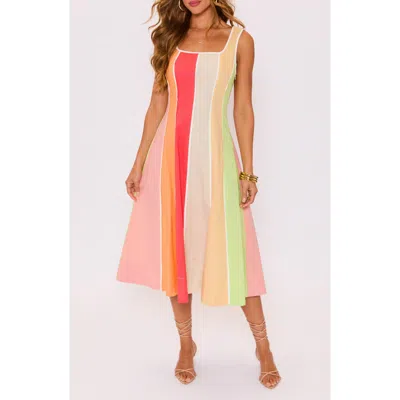 Vici Collection Bright Skies Stripe Cotton & Linen Midi Dress In Multi