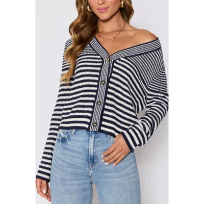 Vici Collection Cape Cod Stripe Cardigan In Blue