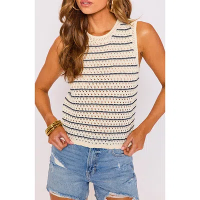 Vici Collection Capri Stripe Open Stitch Sweater Tank In Multi