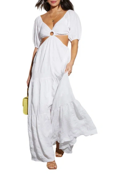 Vici Collection Cartagena Cutout Tiered Maxi Dress In White