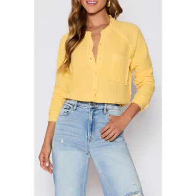 Vici Collection Chill Cotton Gauze Button-up Shirt In Yellow