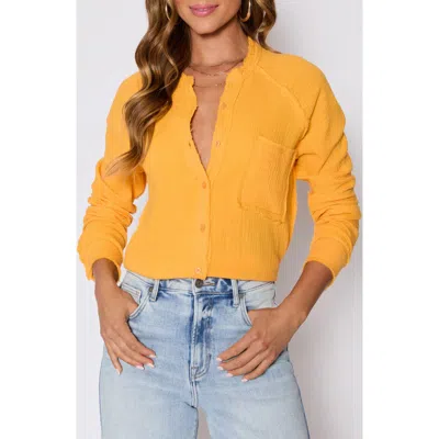 Vici Collection Chill Cotton Gauze Button-up Shirt In Yellow