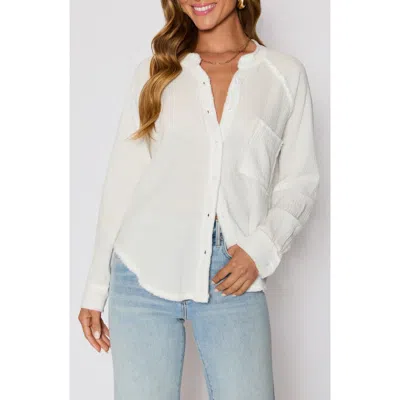 Vici Collection Chill Cotton Gauze Button-up Shirt In White