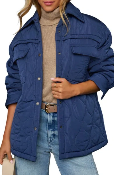 Vici Collection Chilly Morning Onion Quilted Jacket In Blue
