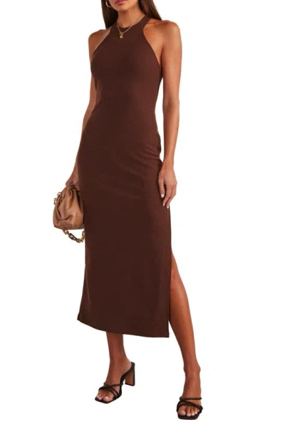 Vici Collection Constancia Sleeveless Rib Midi Dress In Dark Brown