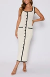 Vici Collection Contrast Midi Sweater Dress In White
