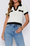 Vici Collection Contrast Trim Polo Sweater In White