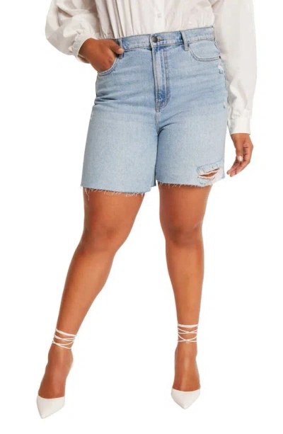 Vici Collection Cutoff Denim Shorts In Light Wash