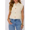 Vici Collection Daphne Hammered Button Sweater Vest In White