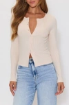 Vici Collection Daphne Rib Knit Button-up Top In Neutral