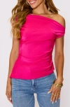Vici Collection Date Night One-shoulder Ruched Satin Top In Pattern