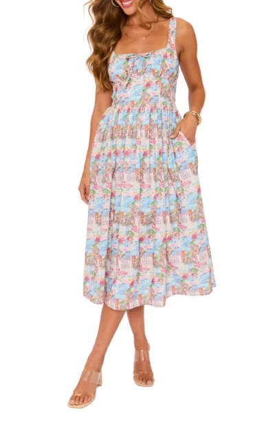 Vici Collection Delilah Landscape Print Midi Dress In Multi