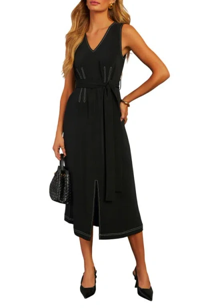 Vici Collection Easy Street Belted Midi Dress In Black