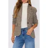 Vici Collection Elodie Plaid One-button Blazer In Brown