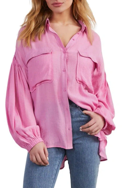 Vici Collection Elowen Balloon Sleeve Button-up Shirt In Pink
