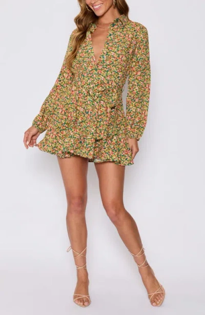 Vici Collection Fiona Floral Long Sleeve Shirtdress In Multi