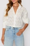 Vici Collection Garden Stroll Floral Eyelet Button-up Shirt In White