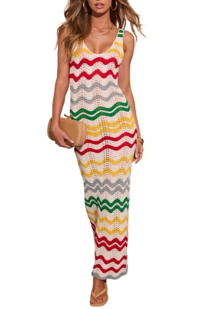 Vici Collection Gerie Open Stitch Maxi Sweater Dress In Multi