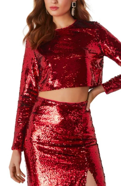 Vici Collection Gillian Sequin Crop Top In Red