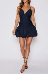 Vici Collection Hamptons Bubble Hem Cotton Minidress In Blue