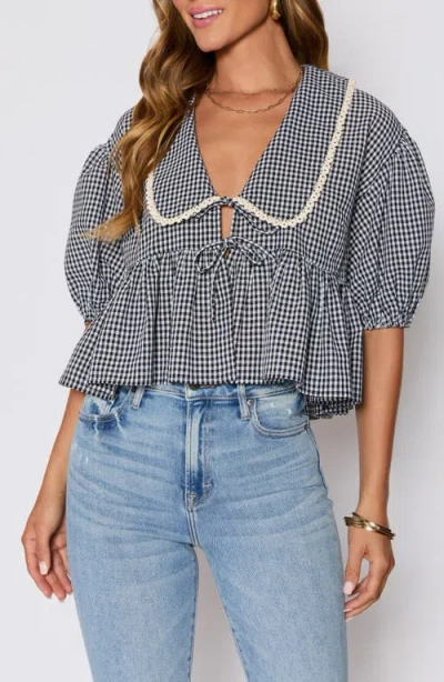 Vici Collection Hart Gingham Babydoll Crop Top