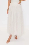 Vici Collection Imperfection Ruffled Tiered Tulle Maxi Skirt In White