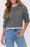 Vici Collection Isla Layered Cable Knit Sweater In Gray