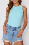 Vici Collection Jocey Rib Stretch Cotton Blend Tank In Blue