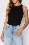 Vici Collection Jocey Rib Stretch Cotton Blend Tank In Black