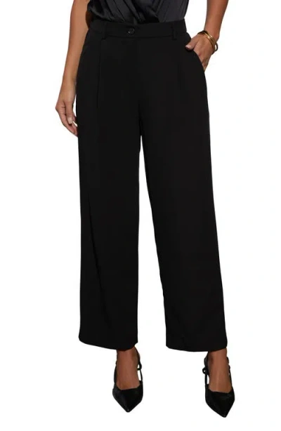 Vici Collection Kattie High Waist Straight Leg Crepe Trousers In Black