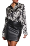 VICI COLLECTION KENDRA PRINT SATIN BUTTON-UP SHIRT