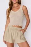 Vici Collection Lisa Rib Crop Sweater Tank In Neutral