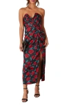 VICI COLLECTION VICI COLLECTION LOVESTRUCK FLORAL STRAPLESS DRESS