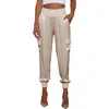 Vici Collection Luxe Look Satin Cargo Joggers In Champagne