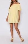 Vici Collection Lydia Smocked Off The Shoulder Cotton Minidress In Yellow