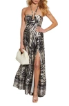 VICI COLLECTION MALANI ABSTRACT PRINT HALTER DRESS