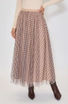 Vici Collection Maple Hill Gingham Maxi Skirt In Brown