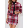 Vici Collection Margaret Plaid Crop Shirt Jacket In Red