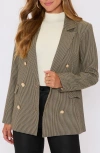 Vici Collection Margaret Plaid Double Breasted Blazer In Gray
