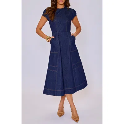 Vici Collection Margot Denim Midi Dress In Blue