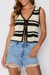 Vici Collection Meghan Stripe Open Stitch Sweater Vest In Black