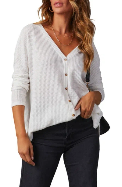 Vici Collection Miriam Oversize Knit Button-up Shirt In White