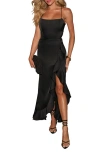 Vici Collection Own It Satin Maxi Dress In Black