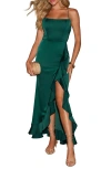 Vici Collection Own It Satin Maxi Dress In Emerald