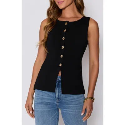 Vici Collection Paris Button-up Sweater Vest In Black