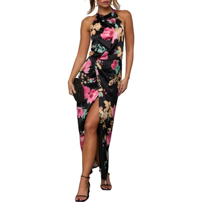 Vici Collection Paritza Floral Print Halter Dress In Black Multi