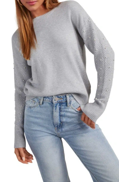 Vici Collection Priscilla Imitation Pearl Sweater In Light Heather Grey