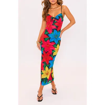 Vici Collection Radiant Floral Body-con Midi Dress In Multi