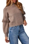 Vici Collection Reseda Fringe Sleeve Sweater In Taupe